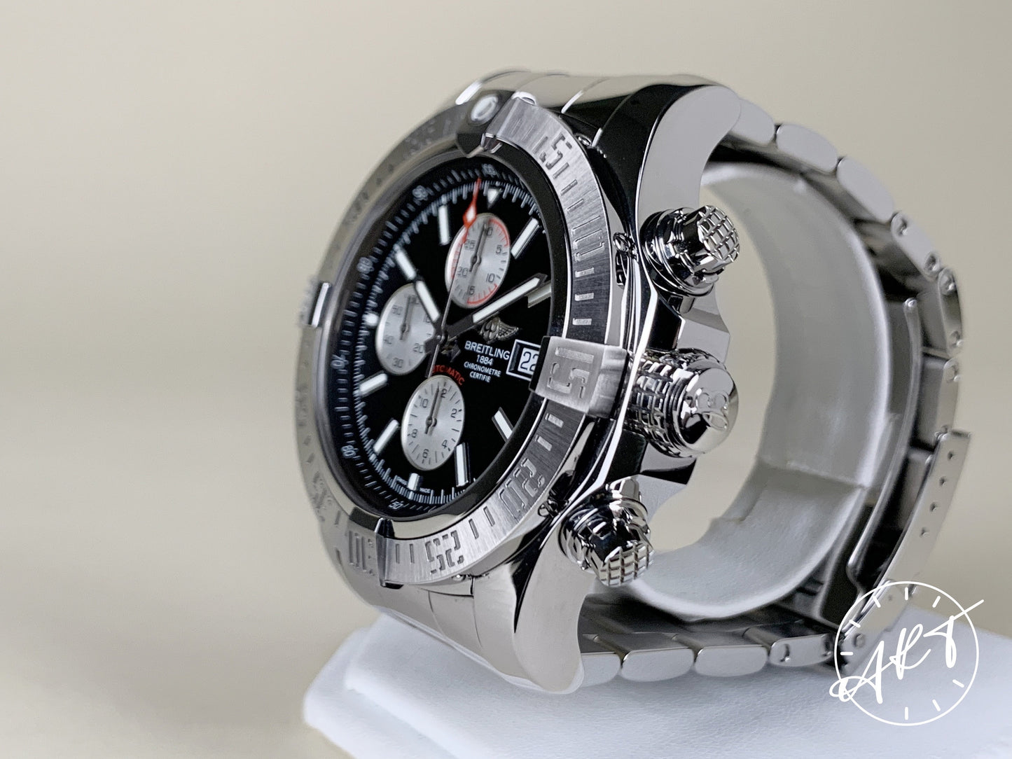 Breitling Super Avenger II Chrono “Volcano Black” SS Watch A13371 BP