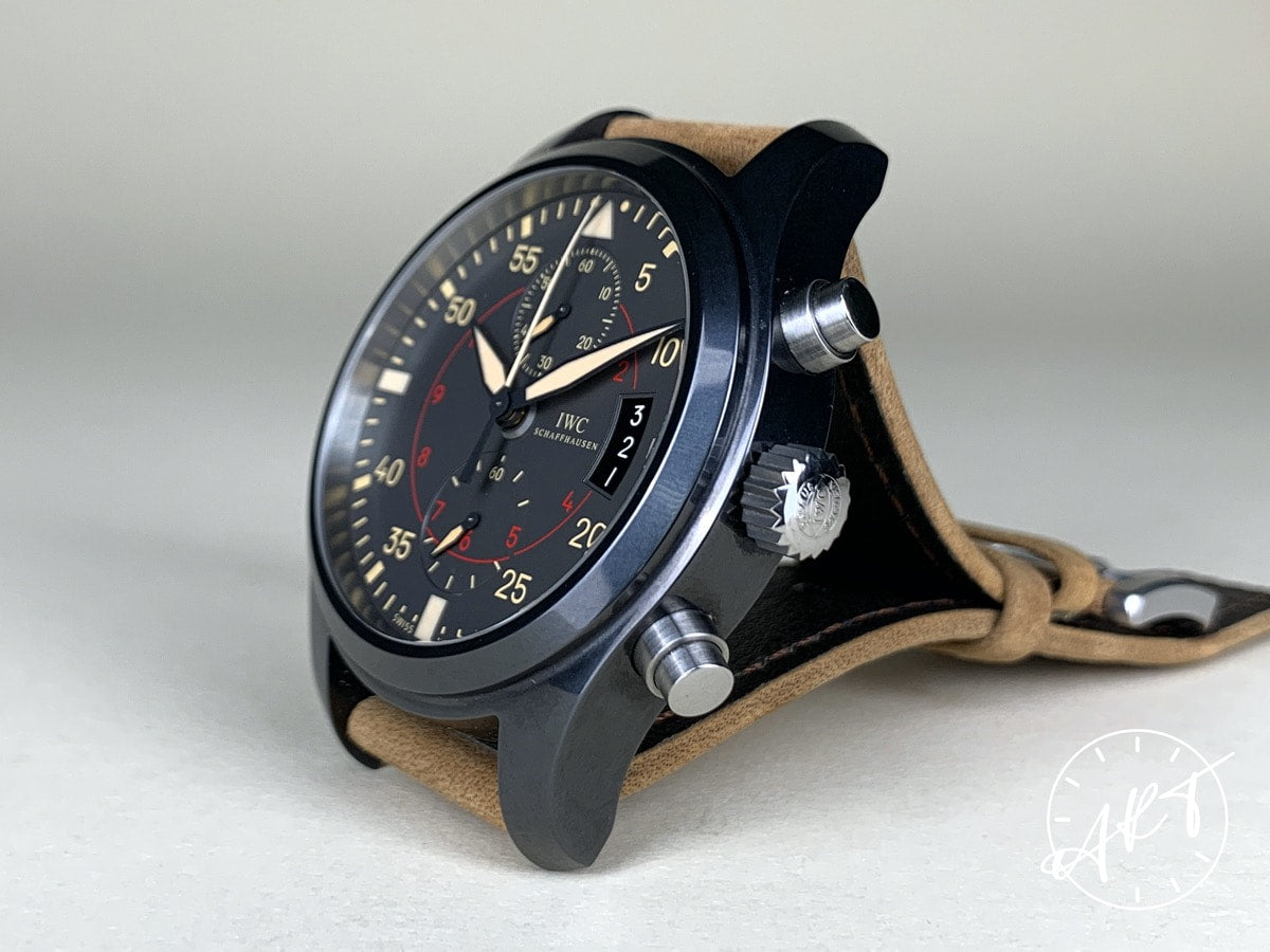 IWC Pilot Flyback Chrono Gray Dial Ceramic Auto Miramar Watch IW388002 w/ B&P