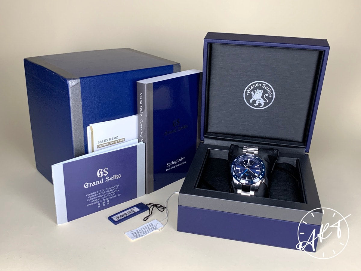 Grand Seiko Sport GMT Blue Dial SS Spring Drive Diver Watch SBGE255 w/ B&P