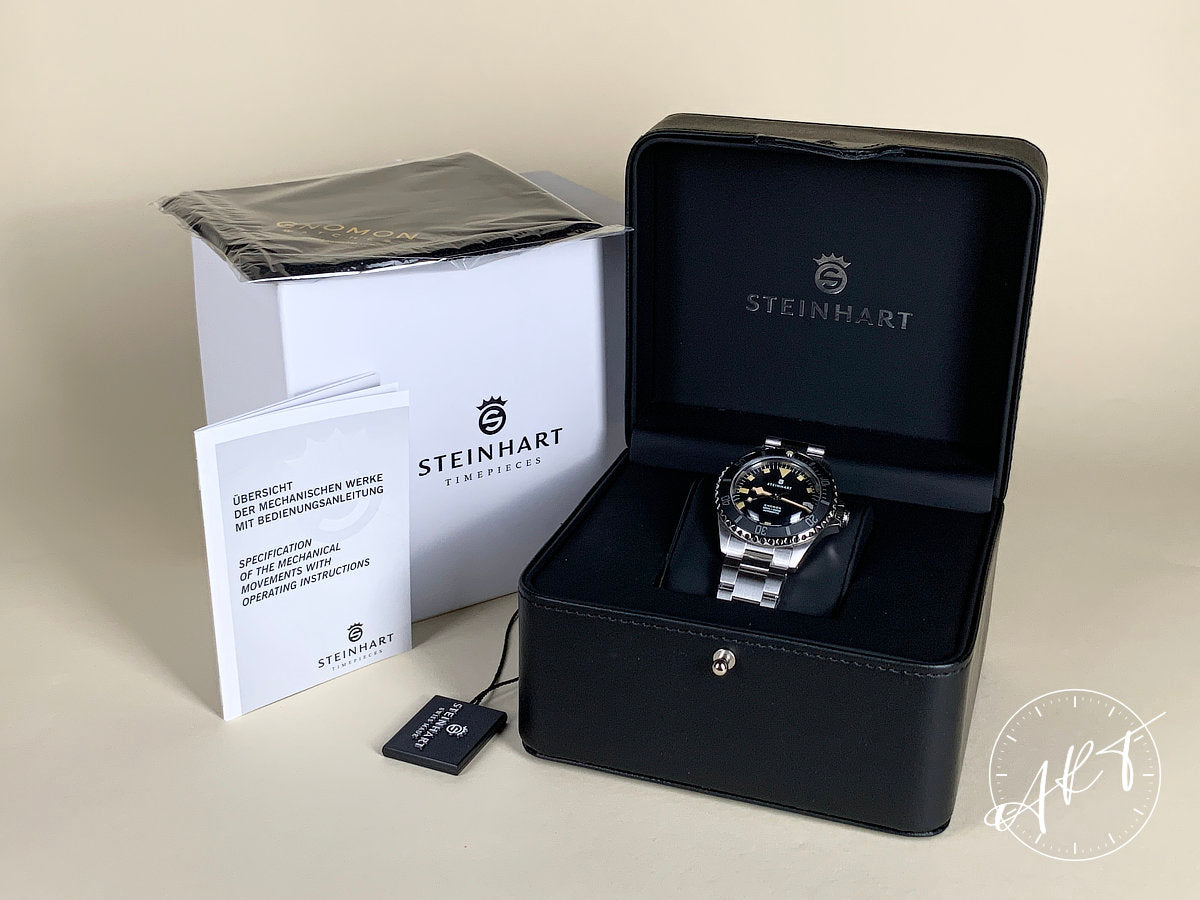 NEW Steinhart Ocean 39 Marine Black Black Dial SS Auto Ltd Ed Diver Watch w/ B&P