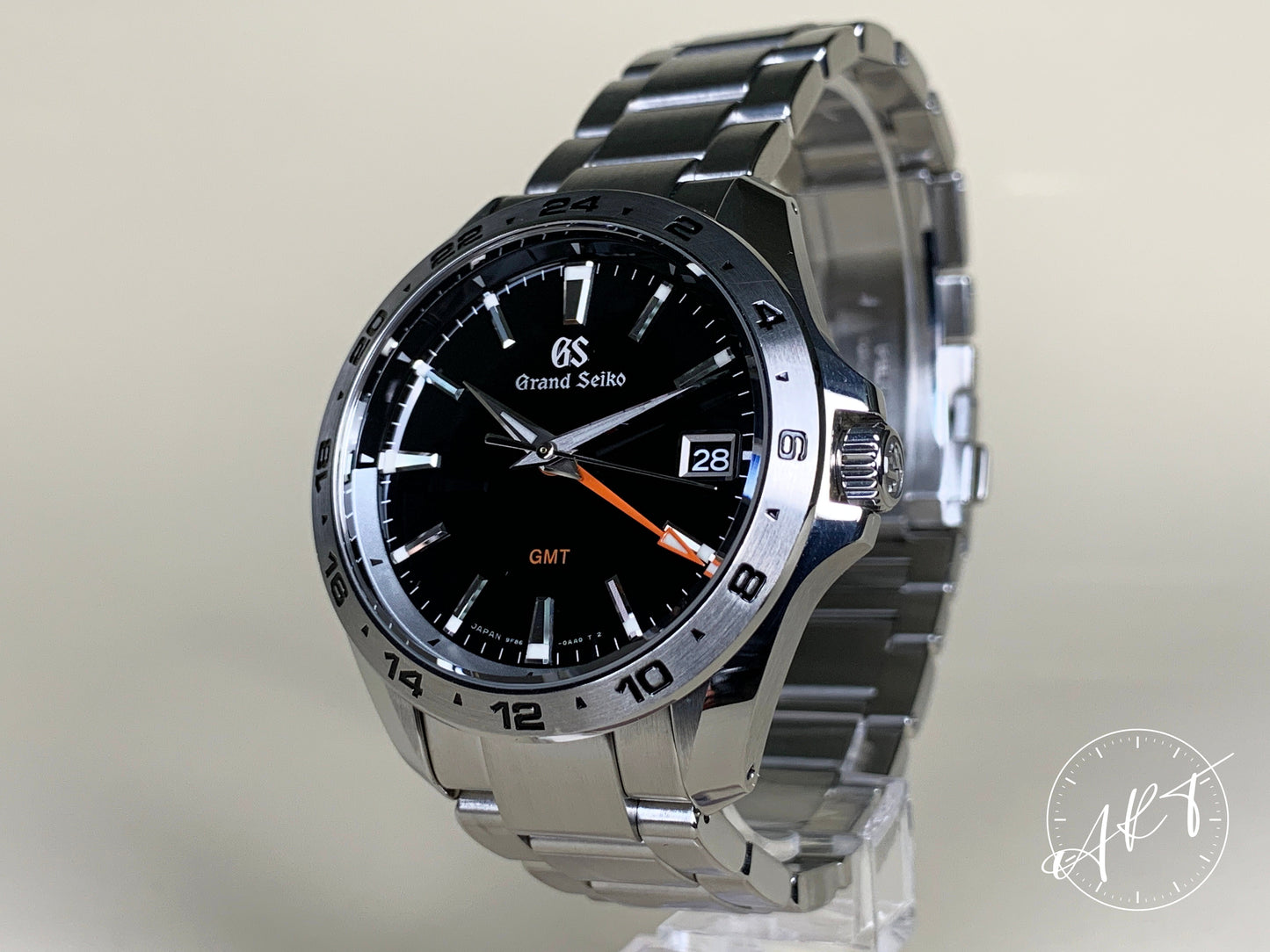 Grand Seiko Sport 9F GMT Black Dial SS Quartz 25th Anniv Watch SBGN003 BP