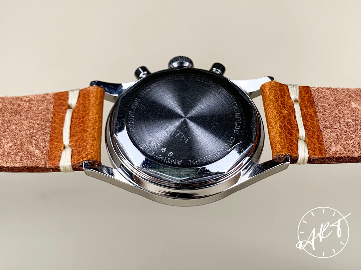 Vintage 1970s Sabina Val 7730 17 Jewels Chrono Jumbo Black Dial SS Pilot Watch