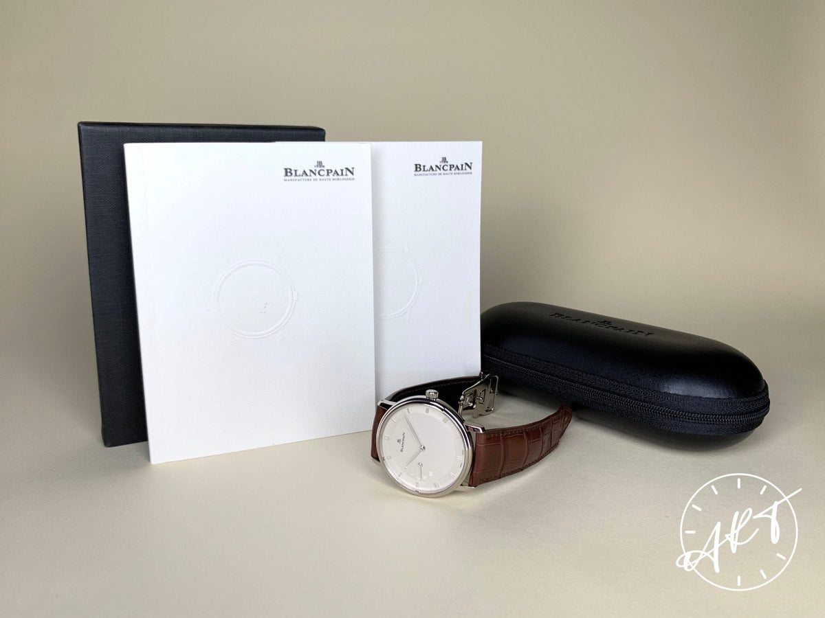 Blancpain Villeret Ultra-Slim Silver Dial 18K WG Auto Watch 4040 w/ Box & Manual