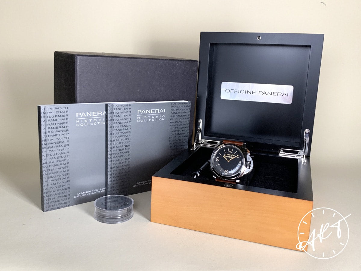 Panerai PAM 372 Luminor 1950 N Serial 3 Days Black Dial SS Watch PAM00372 BP