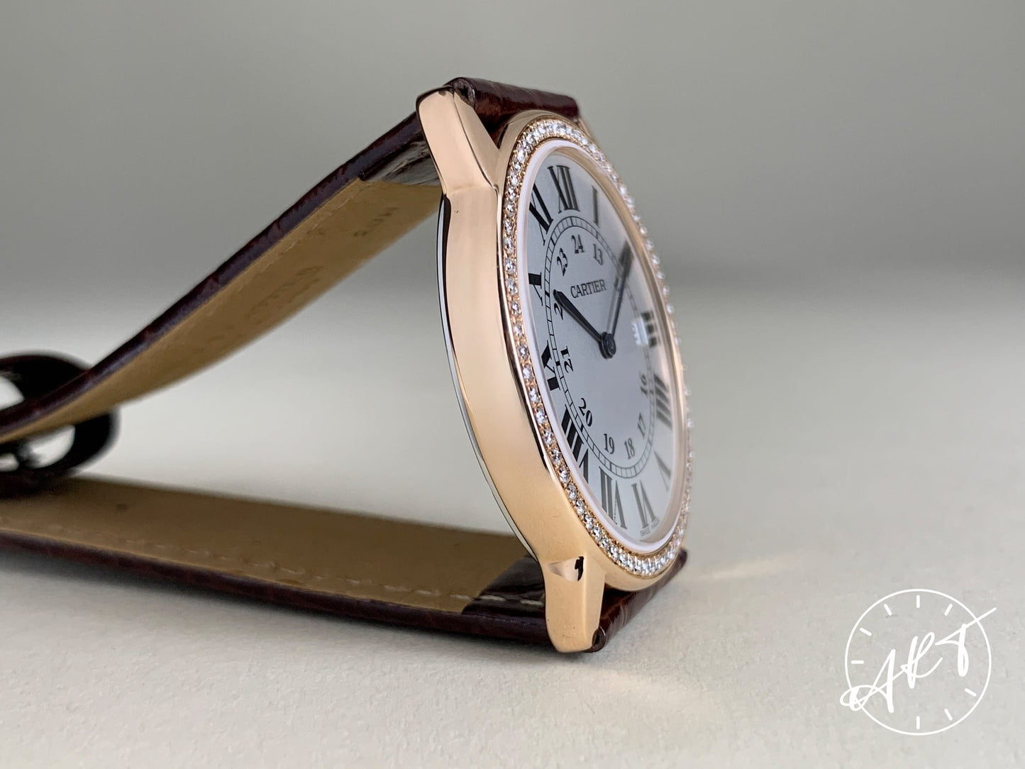 Cartier Ronde Solo de Cartier Diamond Bezel White Dial 18K RG Quartz Watch