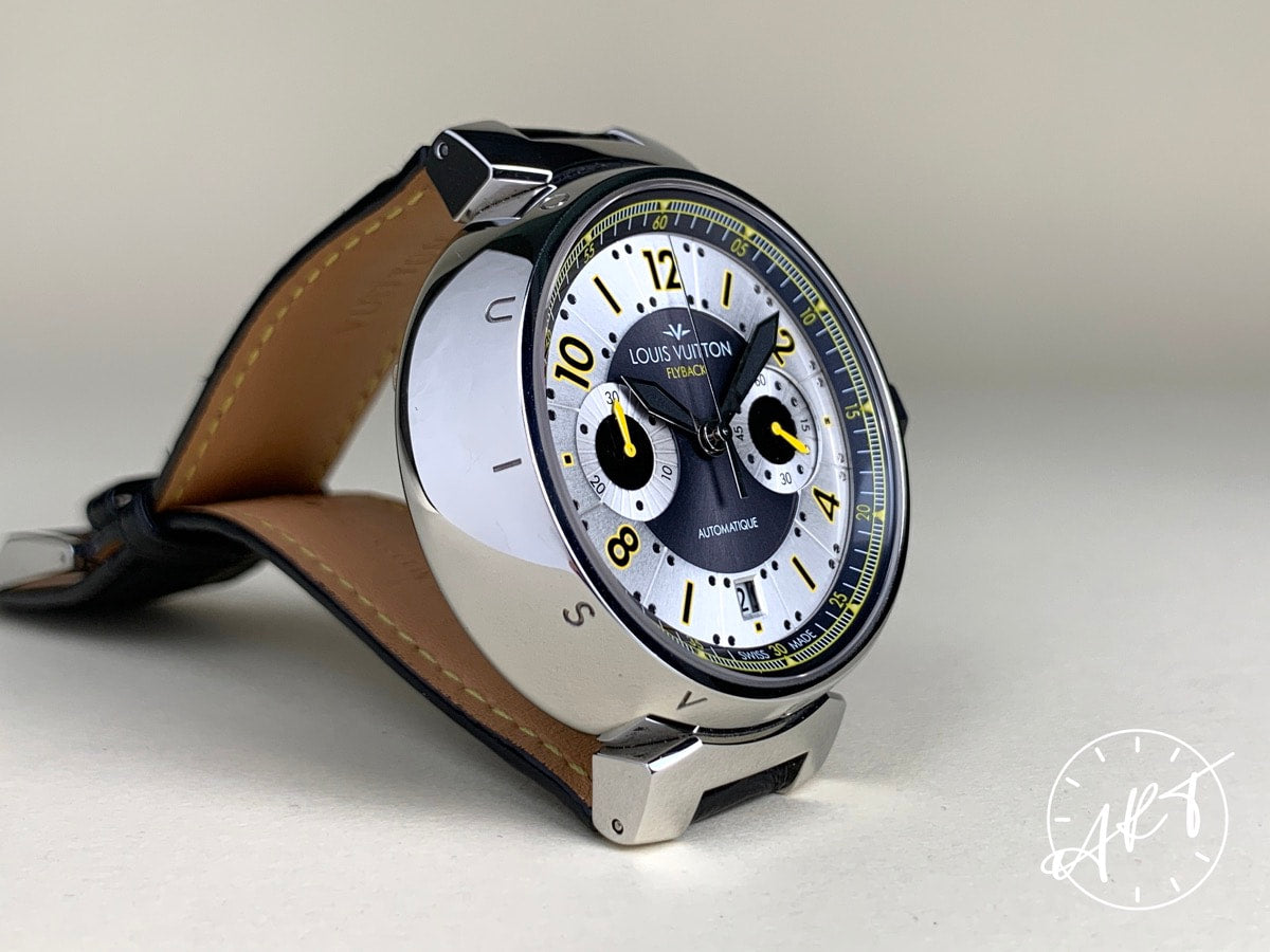 Louis Vuitton Tambour Volez Flyback Chrono Black & Silver Dial Ltd Watch Q1028 BP