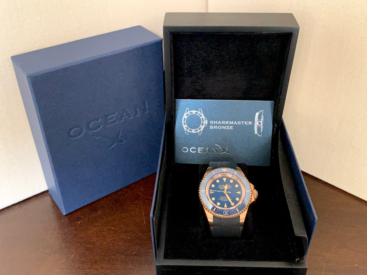 OceanX Sharkmaster Bronze M9 Blue Dial Bronze Auto Ltd Diver Watch SMB531 w/ B&P