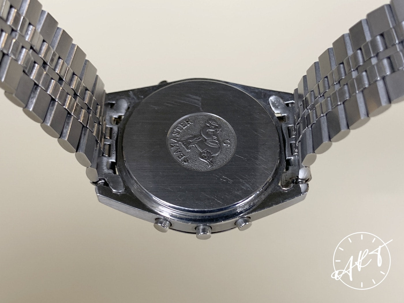 Vintage Omega Speedmaster Chronograph GMT Black Dial SS Quartz Watch 186.0004