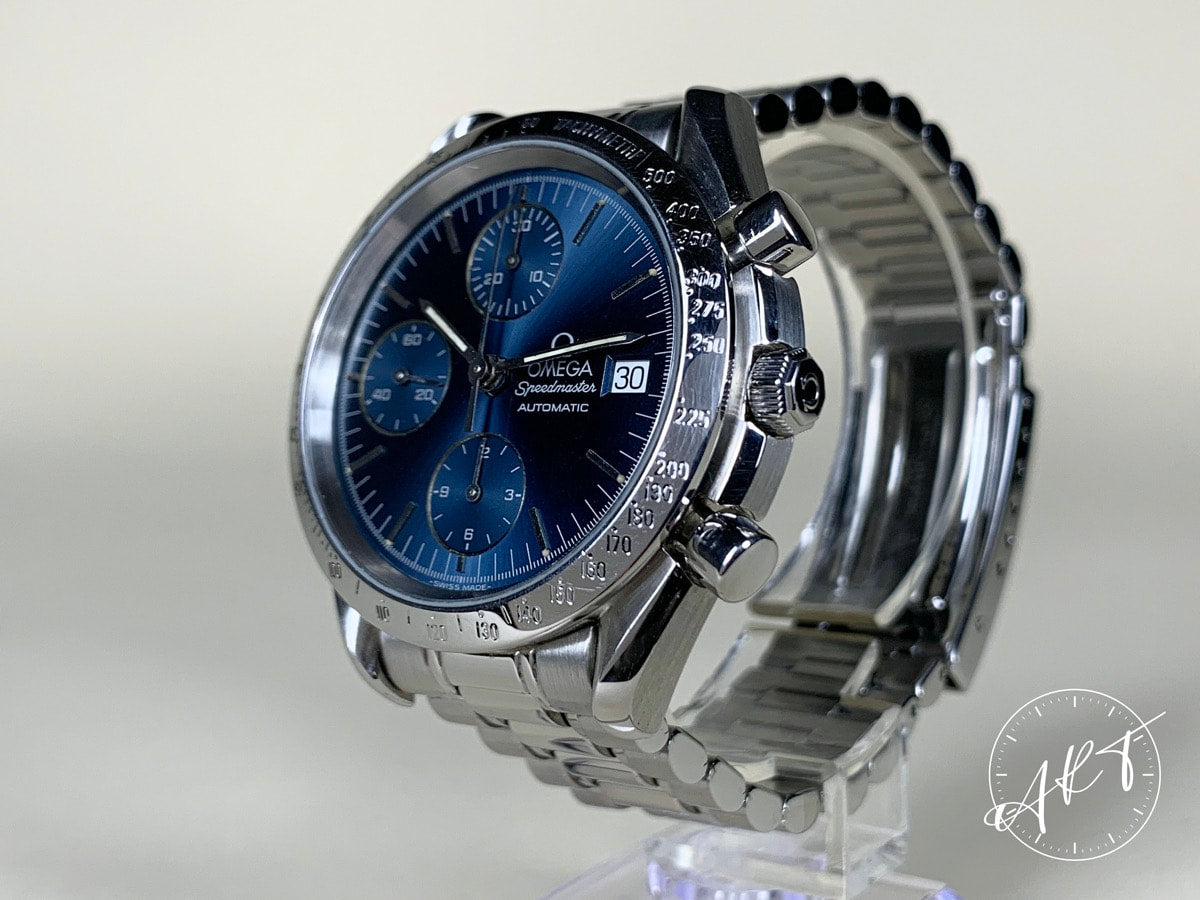 Omega Speedmaster Chronograph Blue Dial SS Auto Pilot Watch 3511.80.00