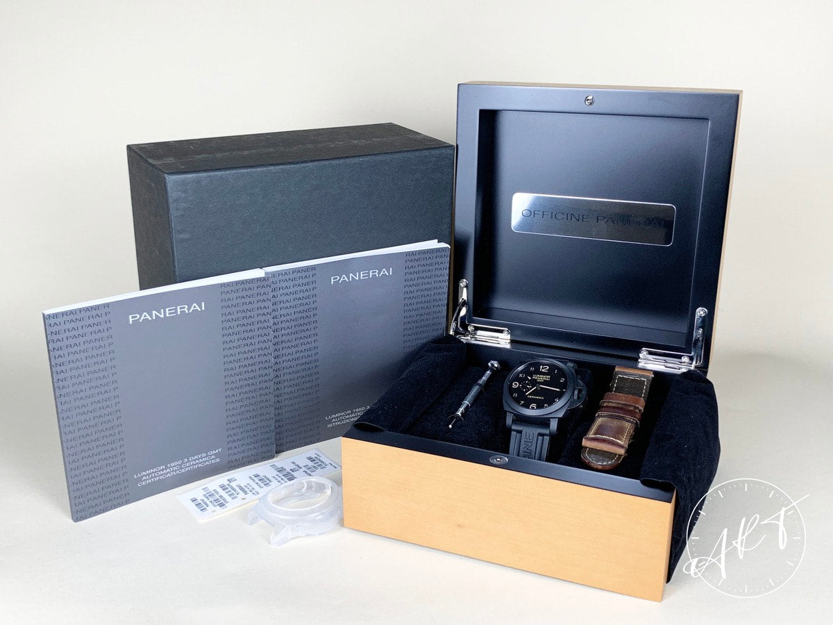 Panerai PAM 441 Luminor 1950 3 Days GMT Black Dial Ceramica Watch PAM00441 BP