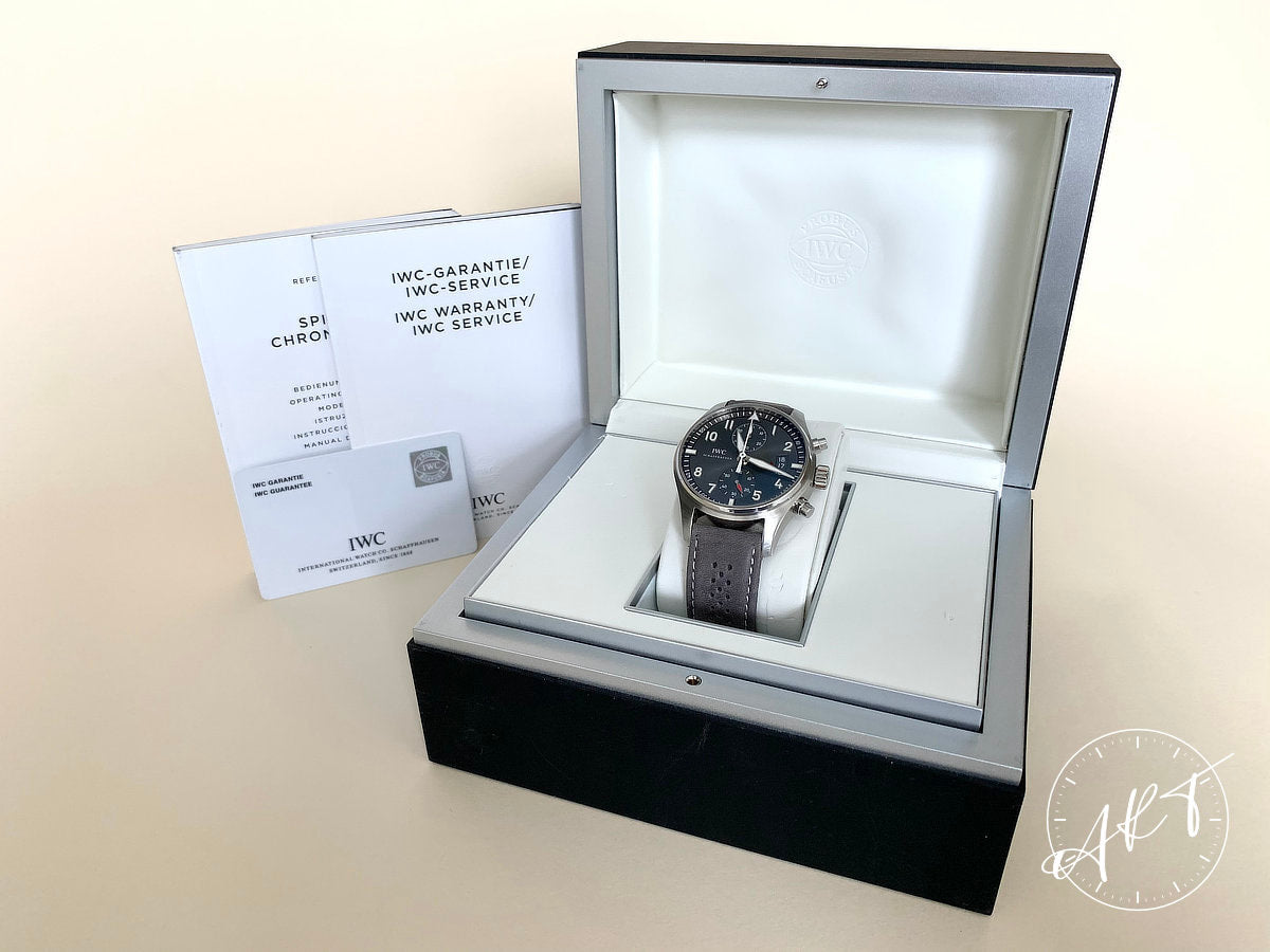 IWC Pilot's Spitfire Chronograph Slate Gray Dial SS Auto Watch IW387802 w/ B&P