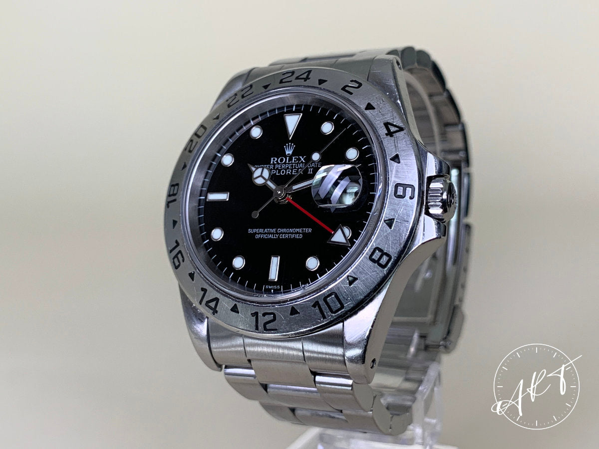 Rolex Explorer II Black Swiss Only Dial SS Auto Field Watch 16570 w/ B&P