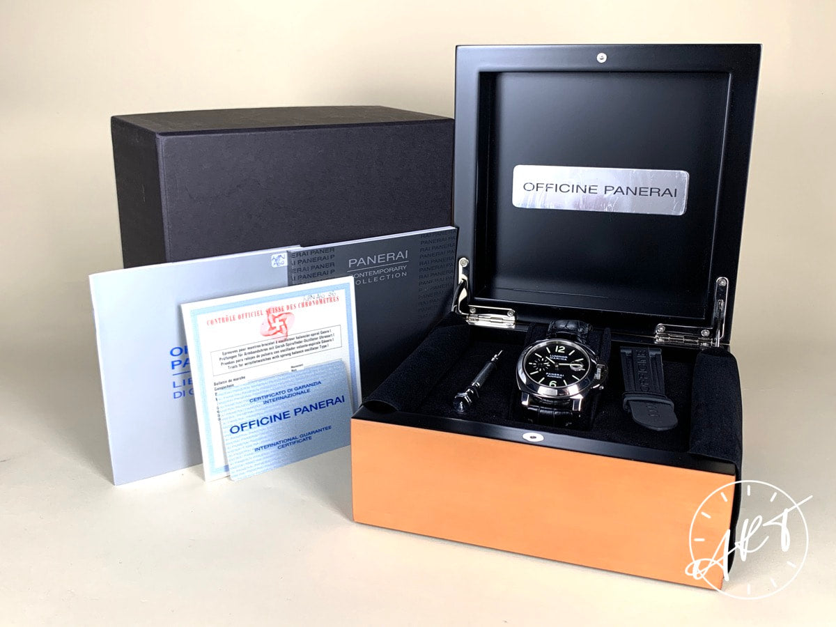 Panerai PAM 104 Luminor Marina Black Dial SS Auto Diver Watch PAM00104 w/ B&P