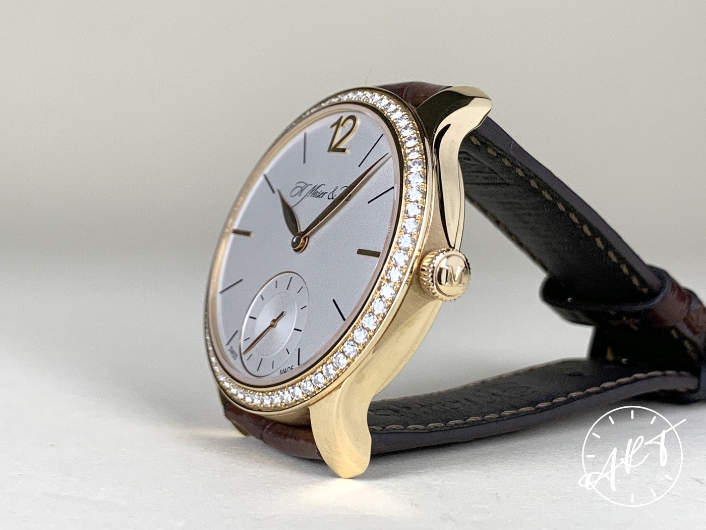 NEW H. Moser & Cie. Endeavour Factory Diamond Bezel White Dial 18K RG Watch BP