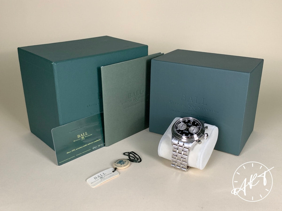 Ball Trainmaster Cannonball Chrono Reverse Panda Dial SS Auto Watch CM1052D BP