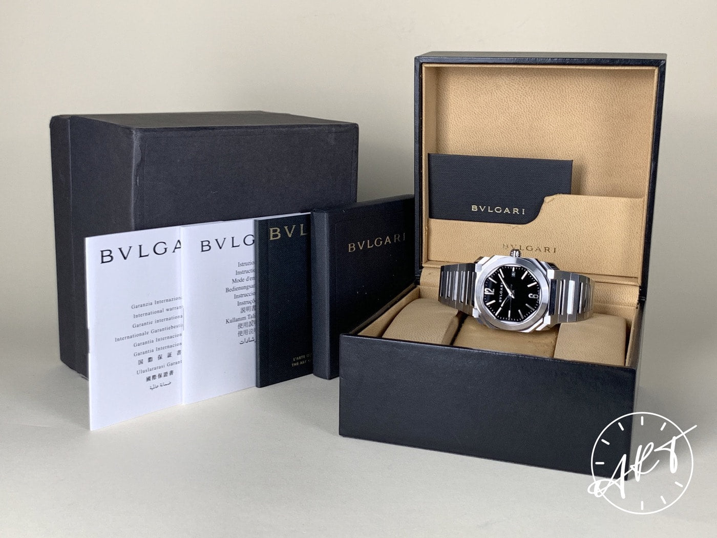 Bvlgari Octo Solotempo Black Dial Stainless Steel Auto Watch BGO 38 S w/ B&P