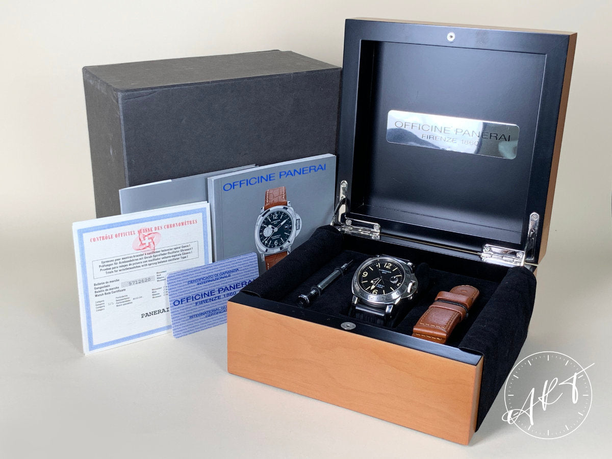 1998 Panerai PAM 23 Luminor GMT Black Dial SS Auto Diver Watch PAM00023 w/ B&P
