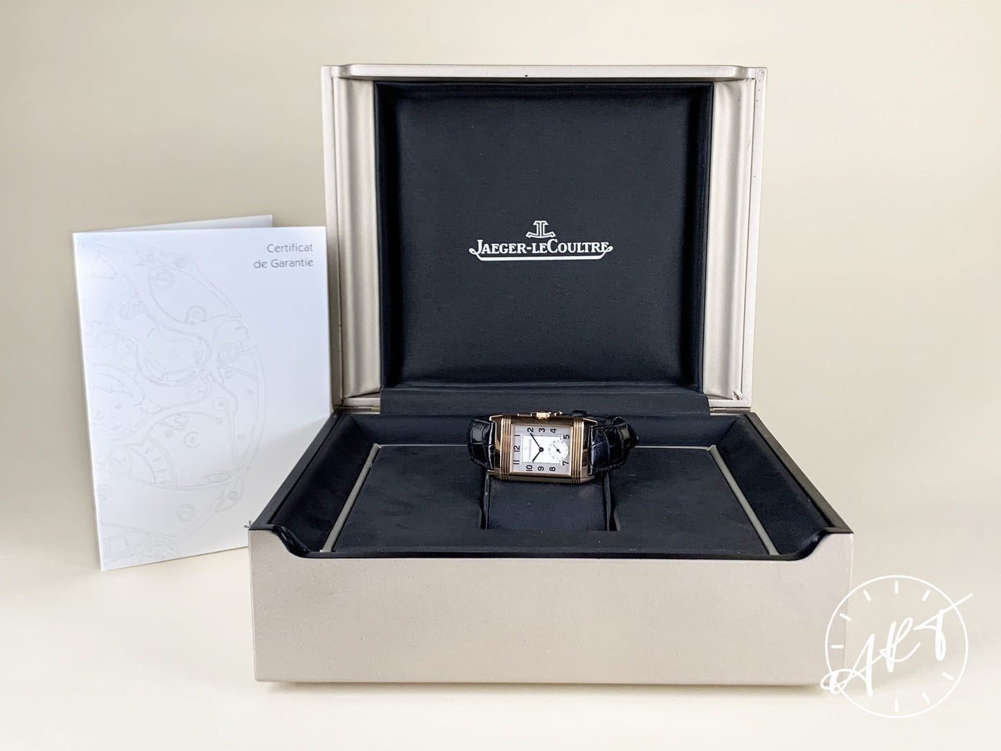 Jaeger-LeCoultre Reverso Duo GMT Black & Silver Dial 18K RG Watch Q2712410 BP