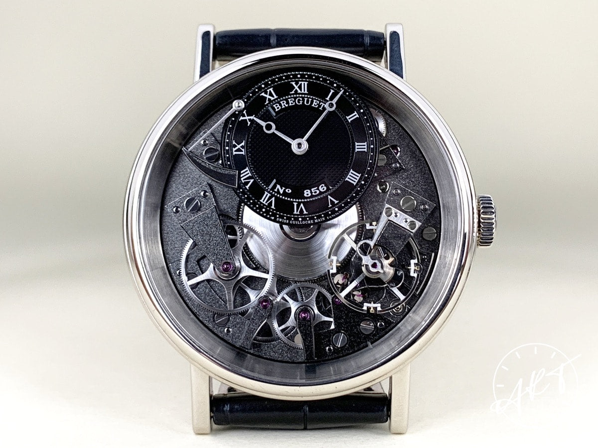 Breguet Tradition Black Dial 18K White Gold Manual Wind Watch 7057BB w/ Paper