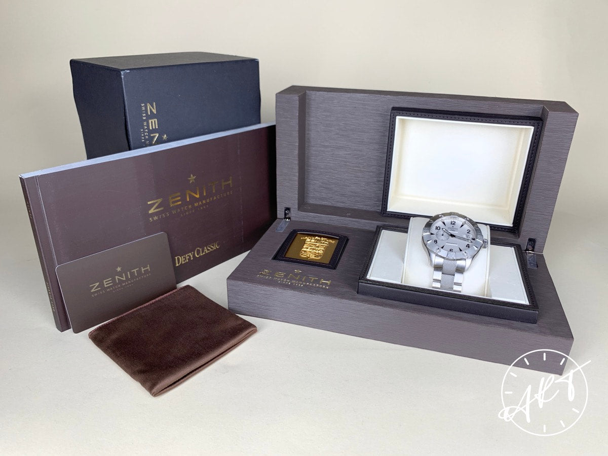 Zenith Defy Classic Elite HMS Silver Dial Stainless Steel Auto Watch in FULL SET