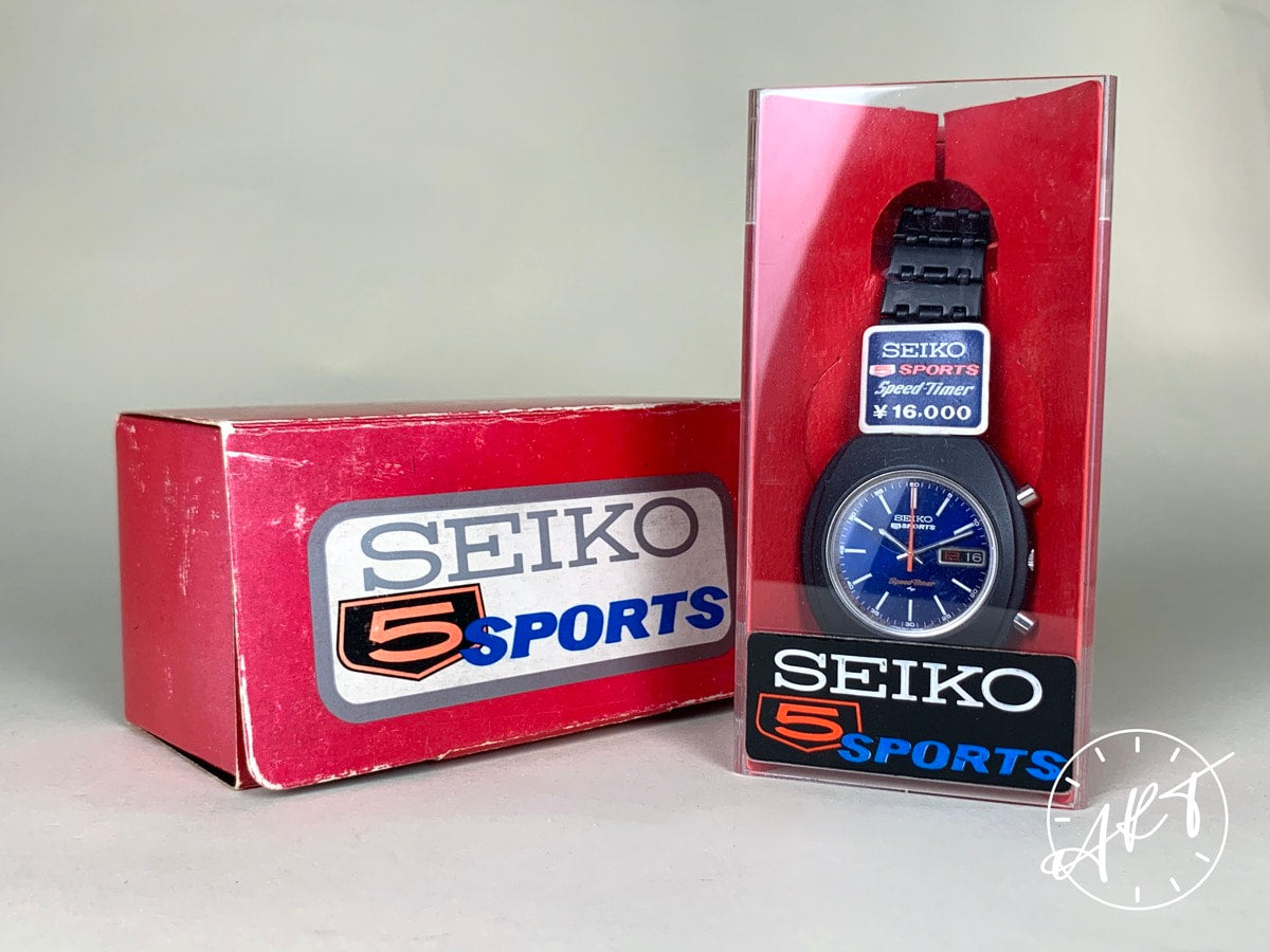 NOS Vintage Seiko Speedtimer Blue Dial PVD SS Auto JDM Watch 7017-7000 w/ Box
