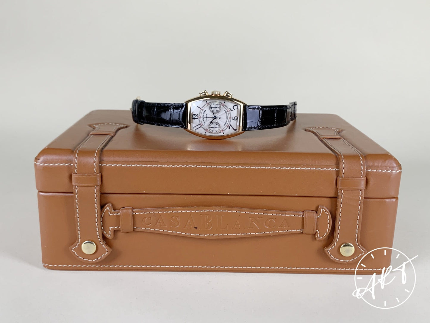 Franck Muller Cintrée Curvex Chrono Silver Dial 18K RG Watch 5850 CC A w/ Box