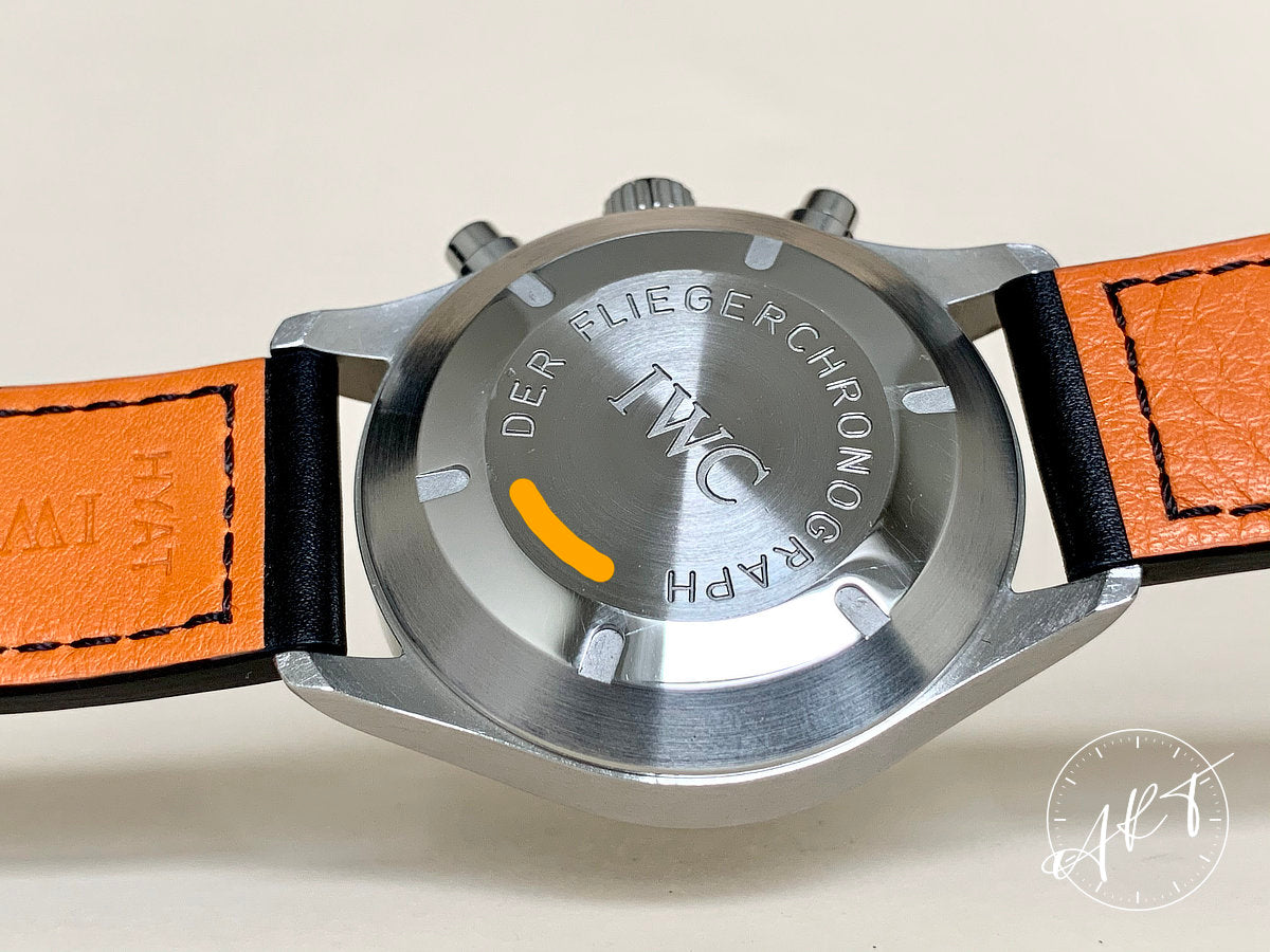 IWC Flieger Day-Date Chrono Black Dial Cream Patina SS Auto Pilot Watch IW3706
