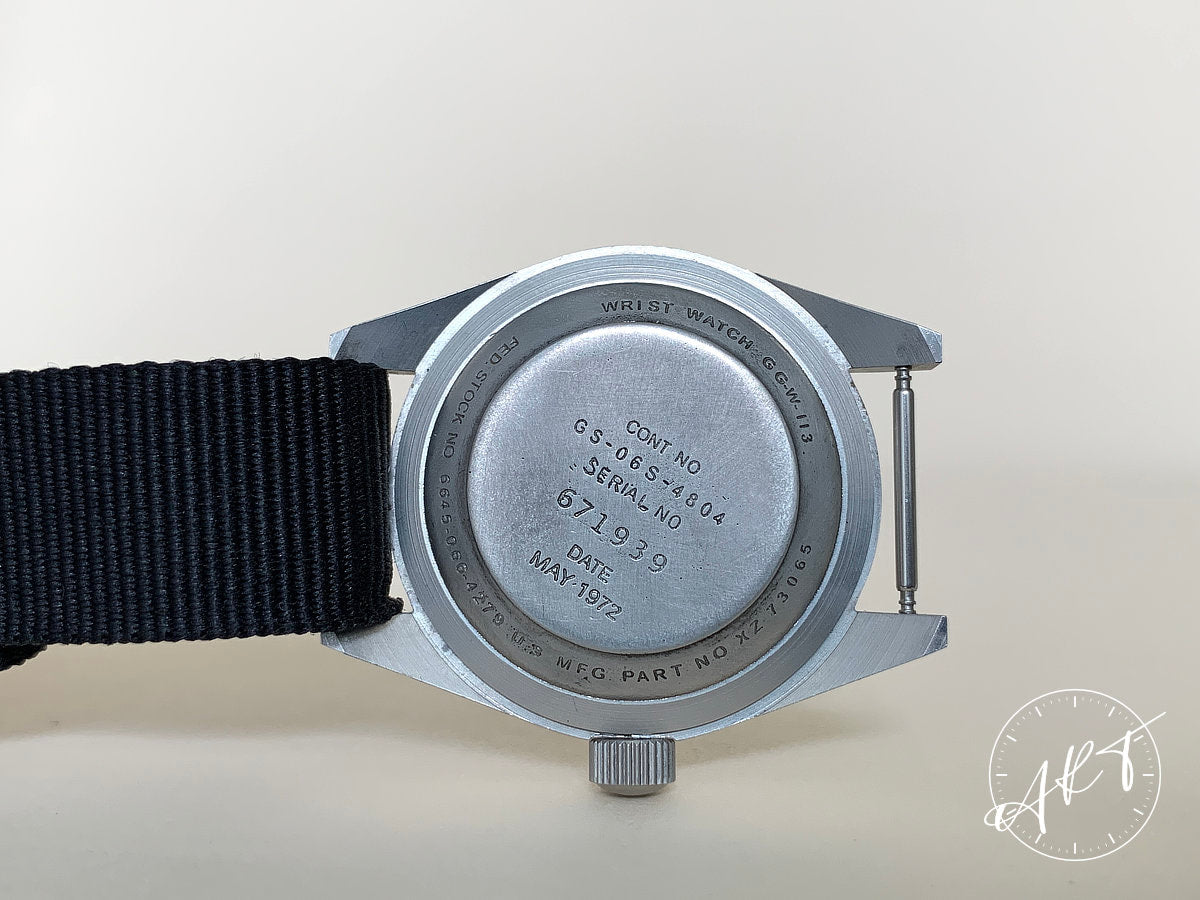 Vintage 1972 Benrus Black Dial Military Watch Vietnam War Era *MILITARY ISSUE*