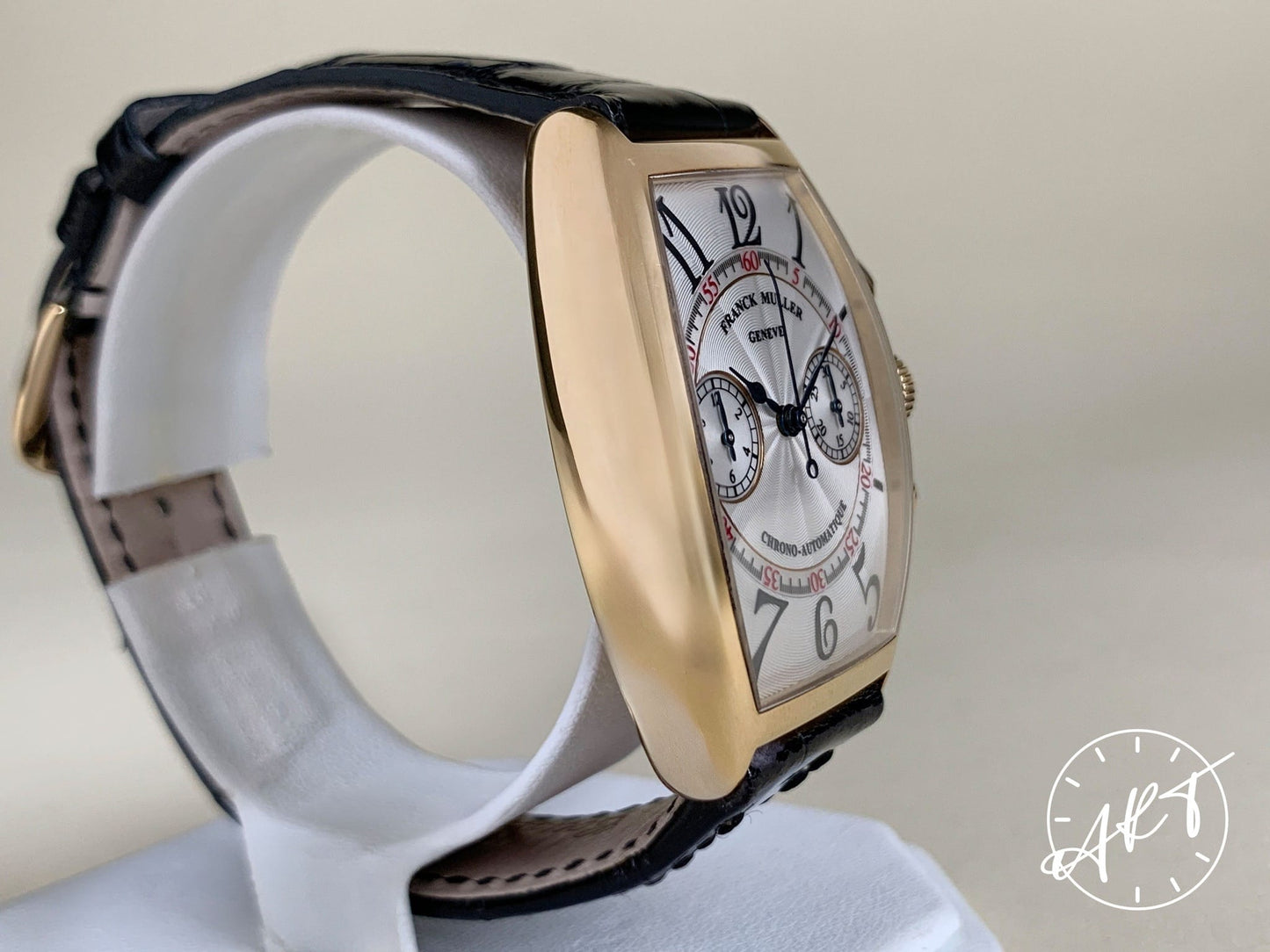 Franck Muller Cintrée Curvex Chrono Silver Dial 18K RG Watch 5850 CC A w/ Box