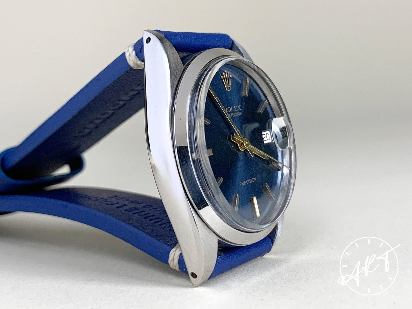 Vintage 1978 Rolex OysterDate Precision Blue Dial SS Manual Watch 6694