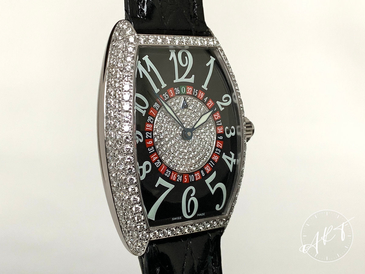 Franck Muller Cintree Curvex Black Roulette Dial 18K WG Watch 5850 Vegas D BP