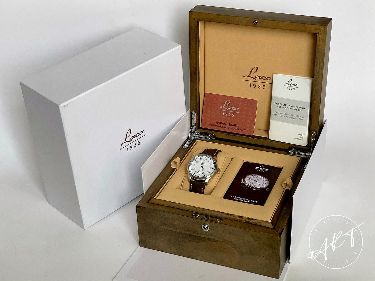 NEW Laco Flieger White Dial SS Manual Topper Ltd Ed Military Watch w/ B&P