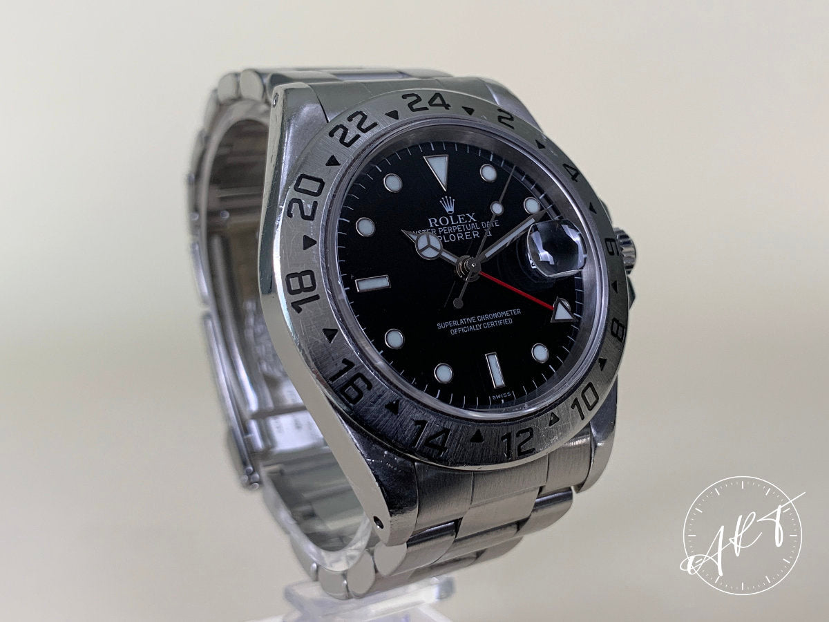 Rolex Explorer II Black Swiss Only Dial SS Auto Field Watch 16570 w/ B&P