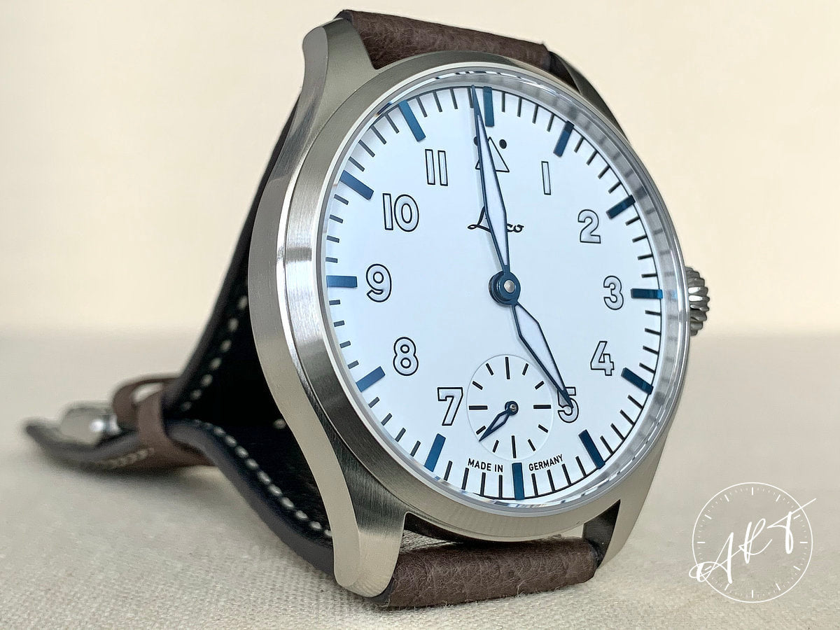 NEW Laco Flieger White Dial SS Manual Topper Ltd Ed Military Watch w/ B&P