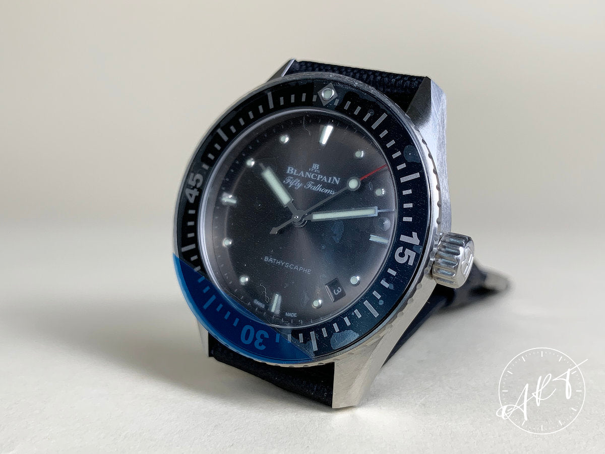 Blancpain Fifty Fathoms Bathyscaphe Black Dial SS Auto Diver Watch 5100B w/ B&P