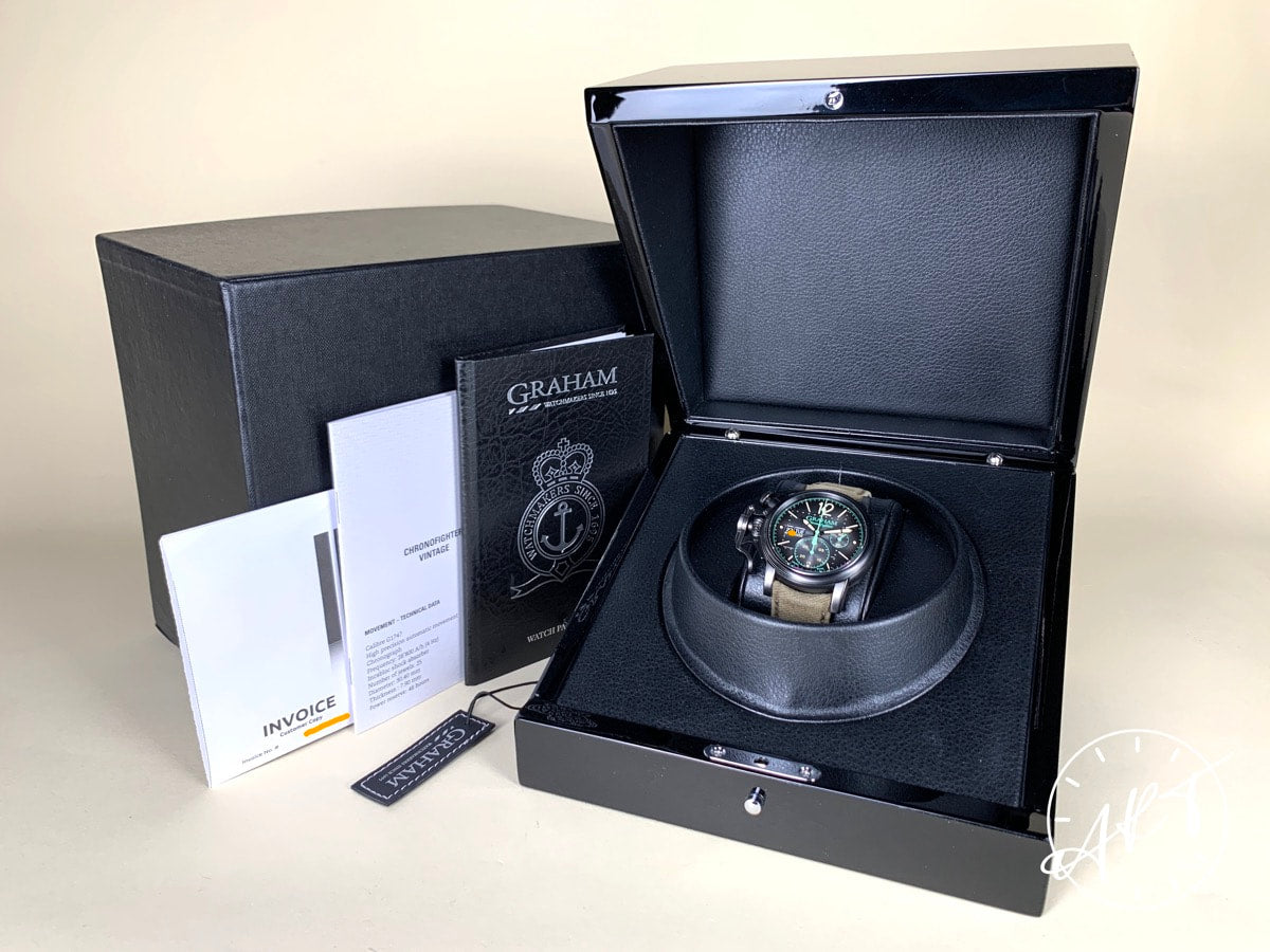Graham Chronofighter Black Dial PVD-Coated SS Auto Vintage Aircraft Ltd Watch BP
