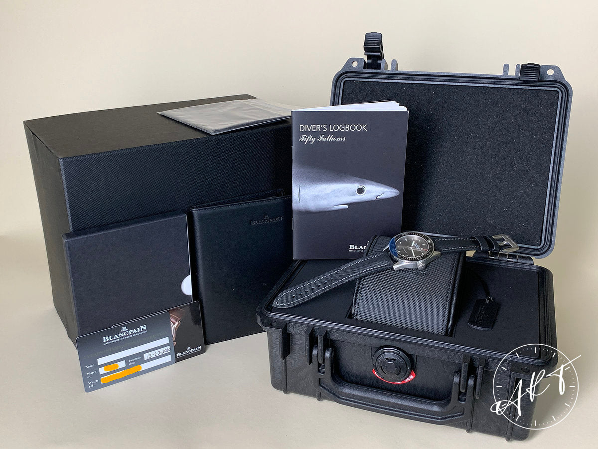 Blancpain Fifty Fathoms Bathyscaphe Black Dial SS Auto Diver Watch 5100B w/ B&P