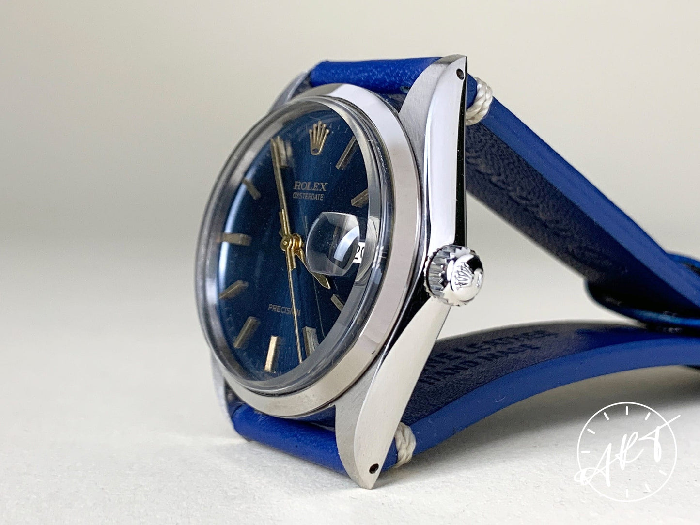 Vintage 1978 Rolex OysterDate Precision Blue Dial SS Manual Watch 6694