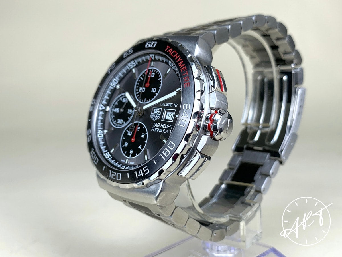 TAG Heuer Formula 1 Cal 16 Chronograph Gray Dial SS Auto Watch w/ B&P