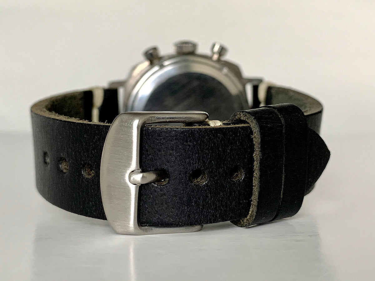 Vintage Heuer Camaro Chronograph Black Exotic Dial SS Manual Watch 73643 NT