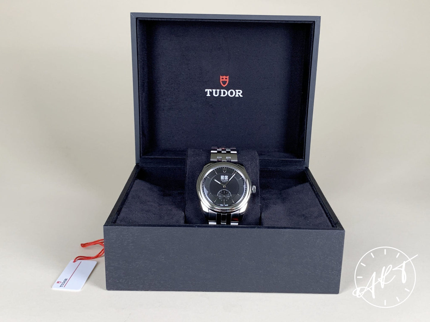 Tudor Glamour Double Date Big Date Black Dial SS Auto Watch 57100 w/ Box
