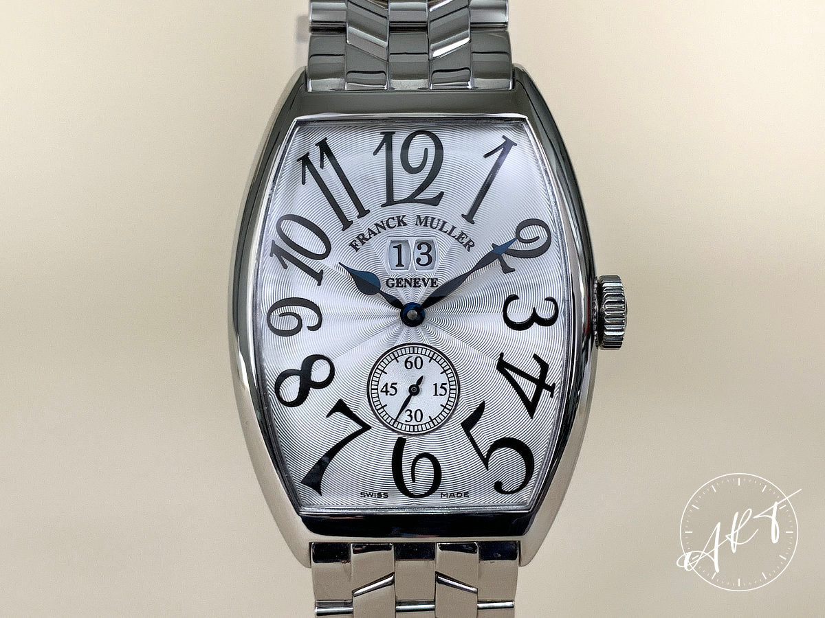 Franck Muller Cintree Curvex Big Date Silver Dial SS Auto Watch 6850 S6 GG w/ BP