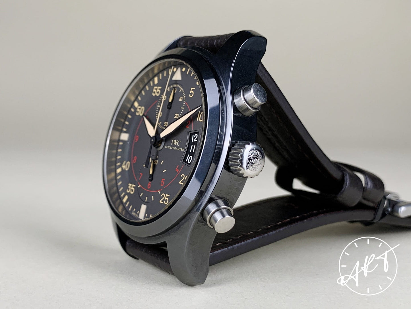 IWC Pilot's Miramar Chrono Gray Dial Black Ceramic Military Watch IW388002 BP