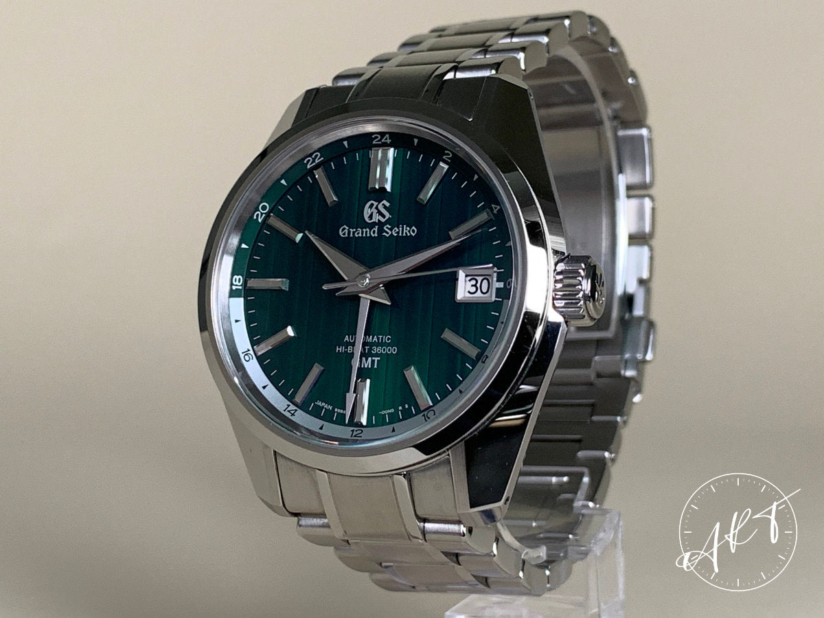 Grand Seiko Heritage Hi-Beat GMT Green Dial SS Auto Asia Ltd Watch SBGJ241 w/ BP