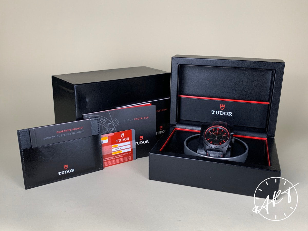 Tudor Fastrider Black Shield Red Chrono Black Dial Ceramic Watch 42000CR BP