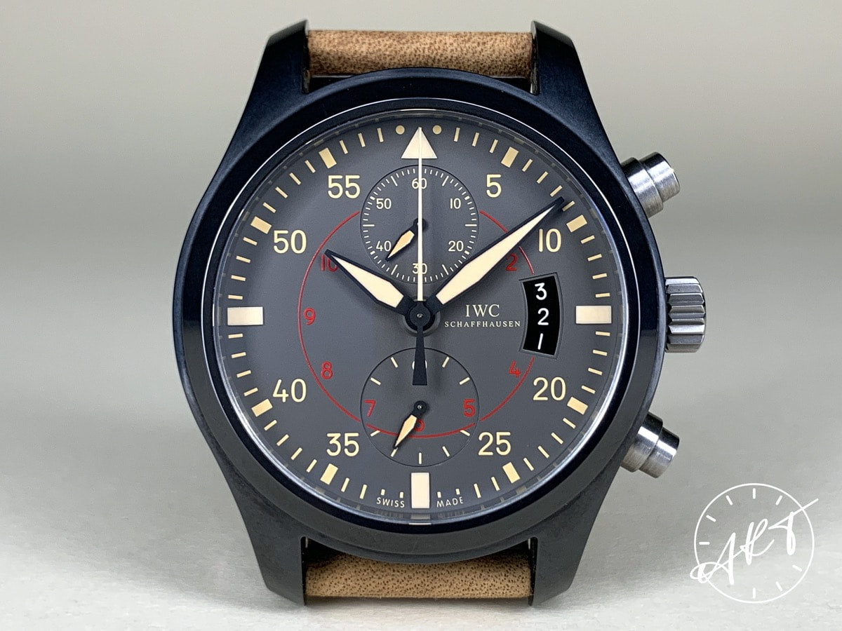 IWC Pilot Flyback Chrono Gray Dial Ceramic Auto Miramar Watch IW388002 w/ B&P