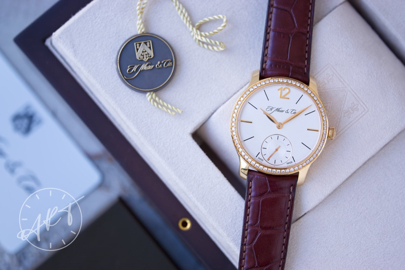 NEW H. Moser & Cie. Endeavour Factory Diamond Bezel White Dial 18K RG Watch BP