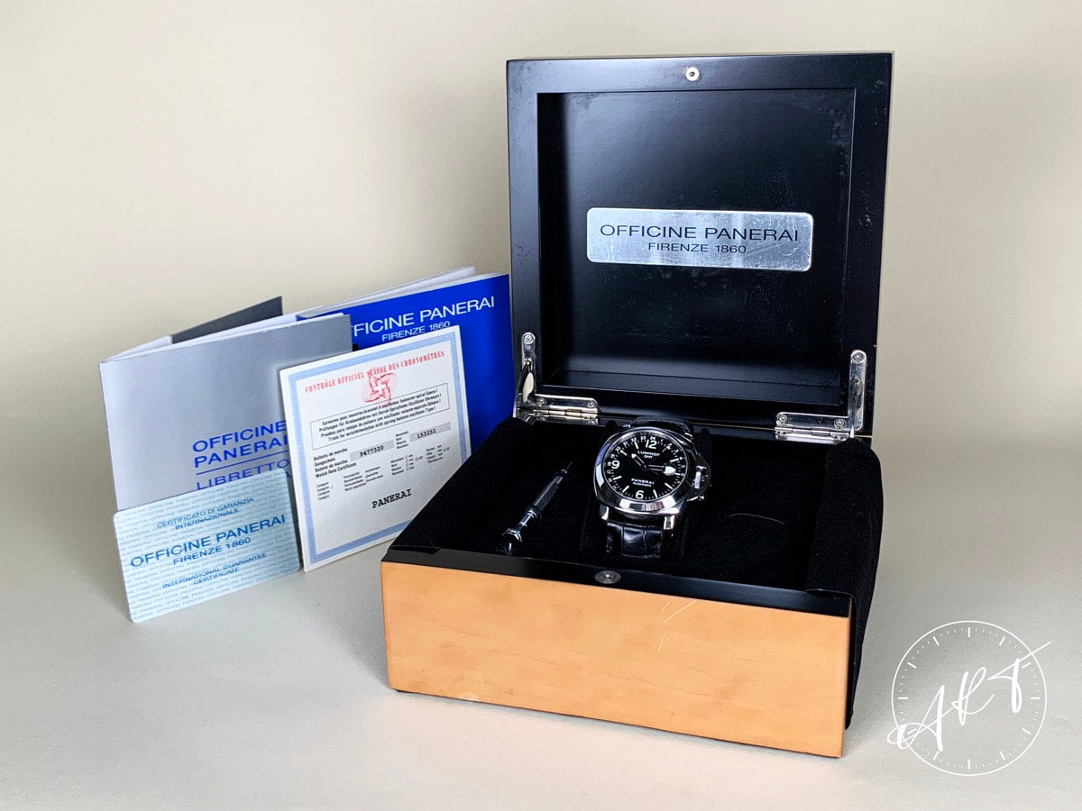 Panerai PAM 63 Luminor GMT Central Seconds Black Dial SS Diver Watch PAM00063 BP