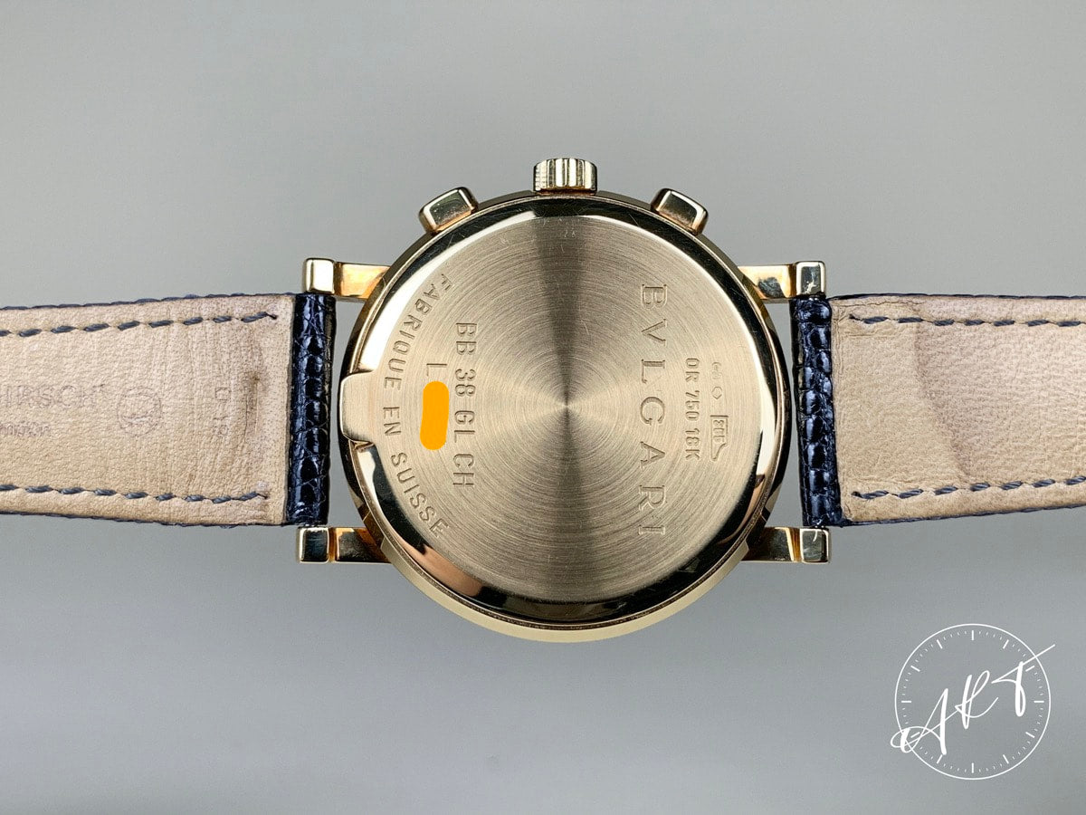 Bvlgari BB 38 GL CH Chrono Gold & White Dial 18K Gold Auto Watch w/ Box & Manual