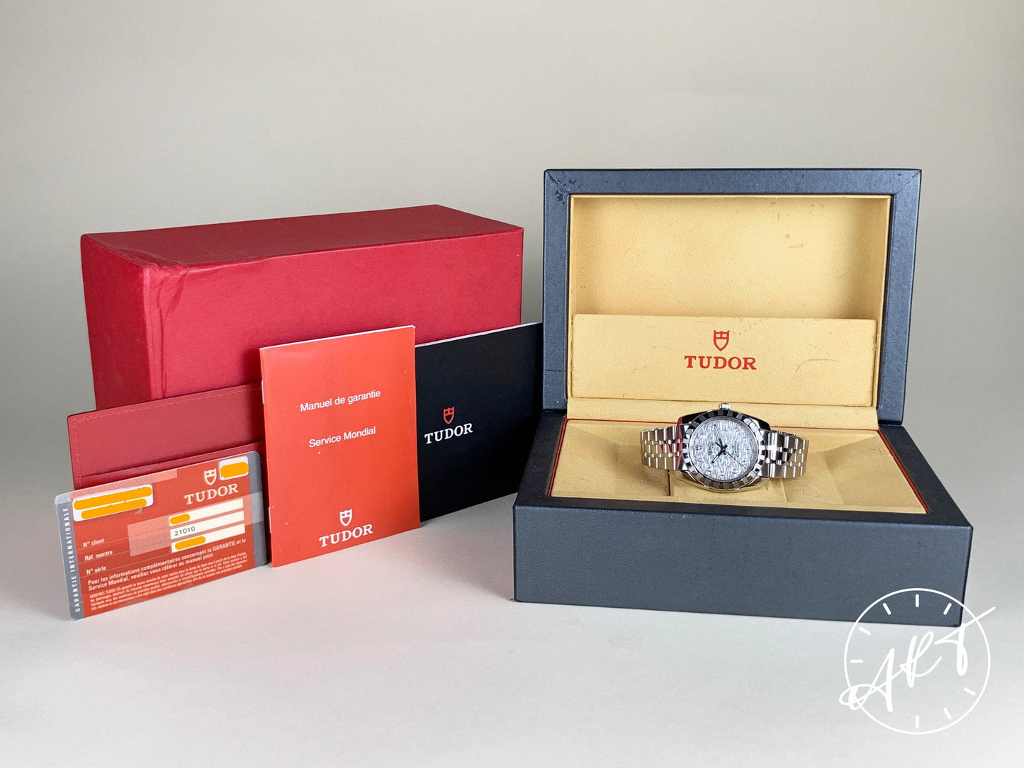 Tudor Classic Date Silver Linen Diamond Dial SS Auto Watch 21010 w/ B&P